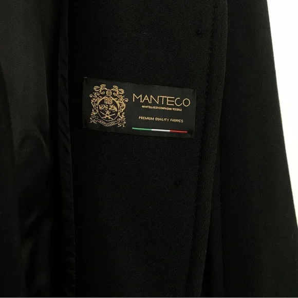 Zara Manteco Wool Blend Black Cape Coat with Gold Buttons women’s size L - Picture 8 of 9